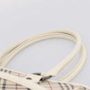 BURBERRY Nova Check Hand Bag Canvas Beige Silver Auth 204746A-9