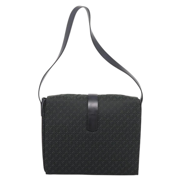 LOEWE Shoulder Bag Canvas Green Gold Tone Auth 204750V