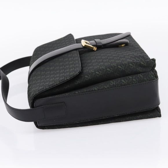 LOEWE Shoulder Bag Canvas Green Gold Tone Auth 204750V