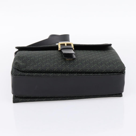 LOEWE Shoulder Bag Canvas Green Gold Tone Auth 204750V