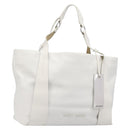 Miu Miu Tote Bag Leather White Silver Auth 204751A-1