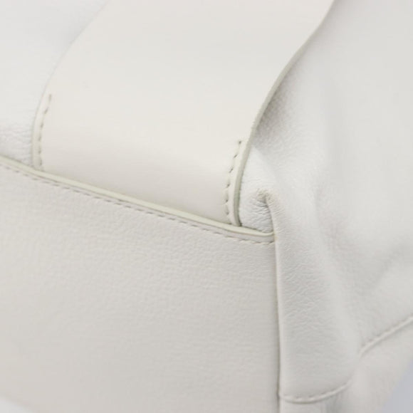 Miu Miu Tote Bag Leather White Silver Auth 204751A