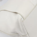 Miu Miu Tote Bag Leather White Silver Auth 204751A-16