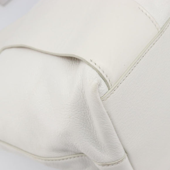 Miu Miu Tote Bag Leather White Silver Auth 204751A