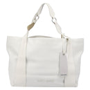 Miu Miu Tote Bag Leather White Silver Auth 204751A-13
