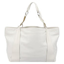Miu Miu Tote Bag Leather White Silver Auth 204751A-2