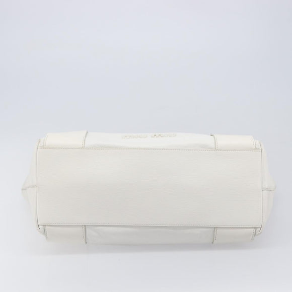 Miu Miu Tote Bag Leather White Silver Auth 204751A
