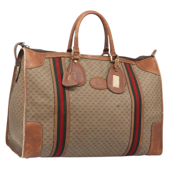GUCCI Micro GG Supreme Web Sherry Line Bag PVC Beige 012 067 1125 Auth 204752