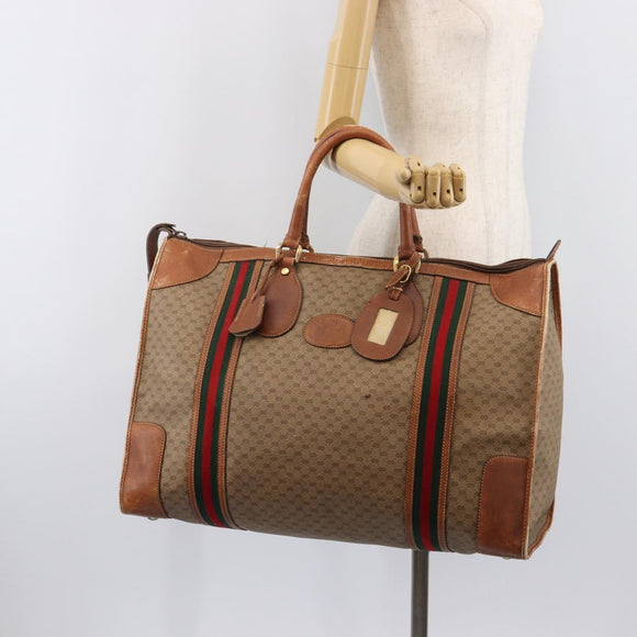 GUCCI Micro GG Supreme Web Sherry Line Bag PVC Beige 012 067 1125 Auth 204752