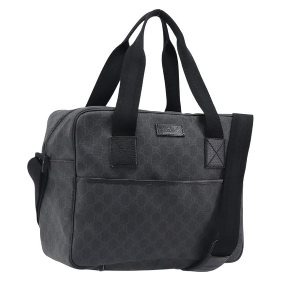 GUCCI GG Supreme Hand Bag PVC 2way Black 170058 Auth 204755A