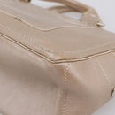 CELINE Boogie Bag Hand Bag Leather Beige Silver Auth 204756-11