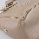 CELINE Boogie Bag Hand Bag Leather Beige Silver Auth 204756-12
