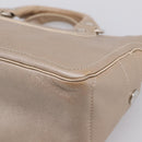 CELINE Boogie Bag Hand Bag Leather Beige Silver Auth 204756-13