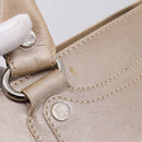 CELINE Boogie Bag Hand Bag Leather Beige Silver Auth 204756-16