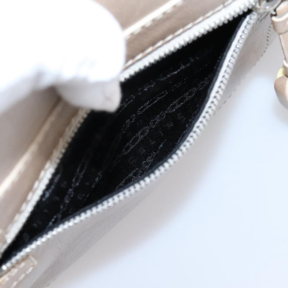 CELINE Boogie Bag Hand Bag Leather Beige Silver Auth 204756