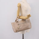 CELINE Boogie Bag Hand Bag Leather Beige Silver Auth 204756-28