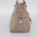 CELINE Boogie Bag Hand Bag Leather Beige Silver Auth 204756-4