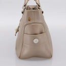 CELINE Boogie Bag Hand Bag Leather Beige Silver Auth 204756-5