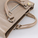 CELINE Boogie Bag Hand Bag Leather Beige Silver Auth 204756-7