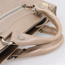 CELINE Boogie Bag Hand Bag Leather Beige Silver Auth 204756-8