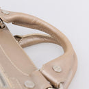 CELINE Boogie Bag Hand Bag Leather Beige Silver Auth 204756-9