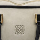 LOEWE Amazona 32 Hand Bag Suede Beige Gold Auth 204758-18