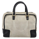 LOEWE Amazona 32 Hand Bag Suede Beige Gold Auth 204758-2