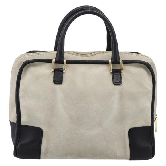LOEWE Amazona 32 Hand Bag Suede Beige Gold Auth 204758