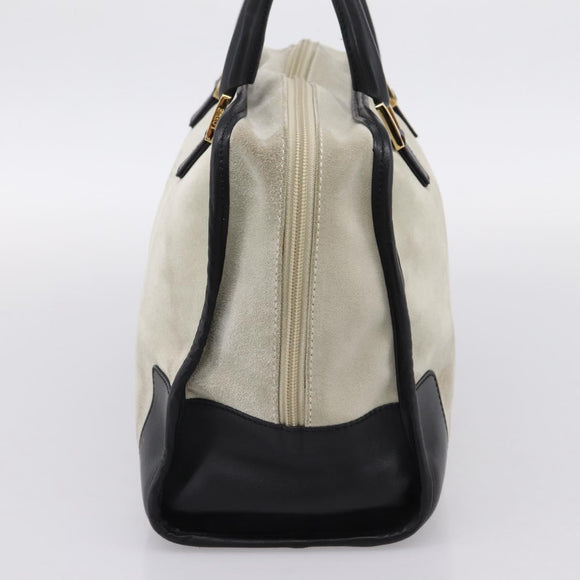 LOEWE Amazona 32 Hand Bag Suede Beige Gold Auth 204758