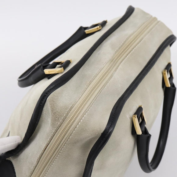 LOEWE Amazona 32 Hand Bag Suede Beige Gold Auth 204758