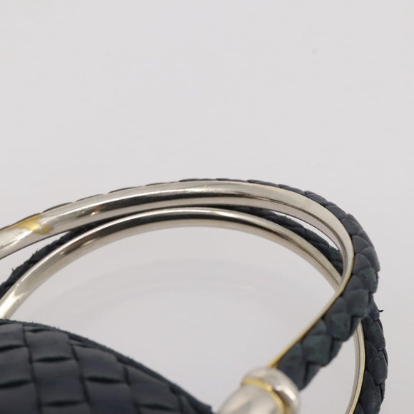 BOTTEGA VENETA INTRECCIATO Hand Bag Leather Navy Gold Auth 204759