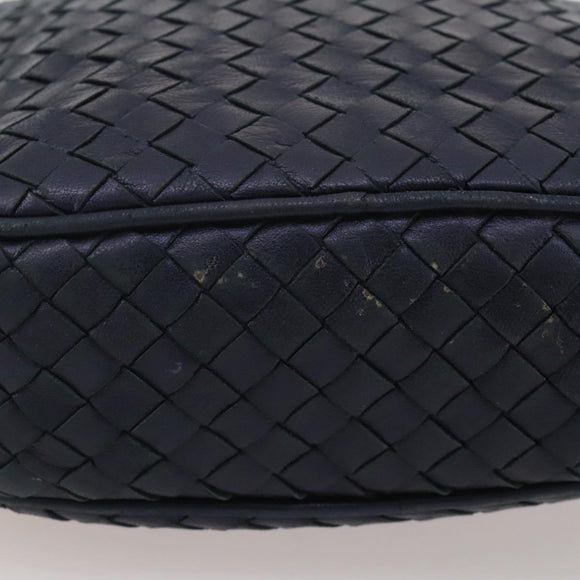 BOTTEGA VENETA INTRECCIATO Hand Bag Leather Navy Gold Auth 204759