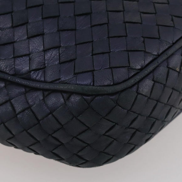 BOTTEGA VENETA INTRECCIATO Hand Bag Leather Navy Gold Auth 204759