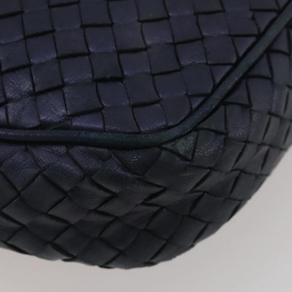 BOTTEGA VENETA INTRECCIATO Hand Bag Leather Navy Gold Auth 204759