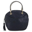 BOTTEGA VENETA INTRECCIATO Hand Bag Leather Navy Gold Auth 204759-13