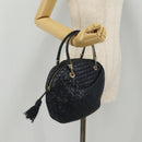BOTTEGA VENETA INTRECCIATO Hand Bag Leather Navy Gold Auth 204759-31