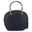 BOTTEGA VENETA INTRECCIATO Hand Bag Leather Navy Gold Auth 204759-3