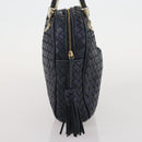 BOTTEGA VENETA INTRECCIATO Hand Bag Leather Navy Gold Auth 204759-6