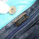 LOEWE Shoulder Bag Leather Light Blue Gold Auth 204760-20