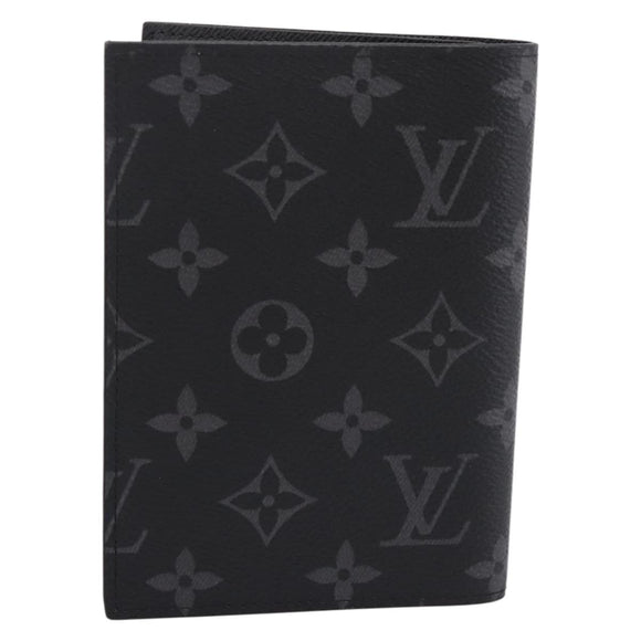 LOUIS VUITTON Monogram Eclipse Couverture Passpole NM Case M64501 Auth 204763V