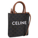 CELINE Triomphe Mini Vertical Cabas Hand Bag PVC 2way Black Gold Auth 204764V-1