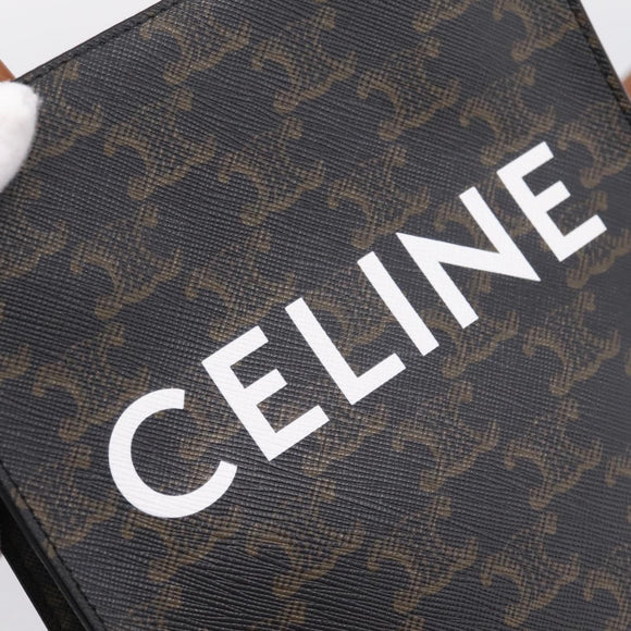 CELINE Triomphe Mini Vertical Cabas Hand Bag PVC 2way Black Gold Auth 204764V