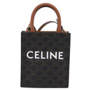 CELINE Triomphe Mini Vertical Cabas Hand Bag PVC 2way Black Gold Auth 204764V-2