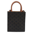 CELINE Triomphe Mini Vertical Cabas Hand Bag PVC 2way Black Gold Auth 204764V-3