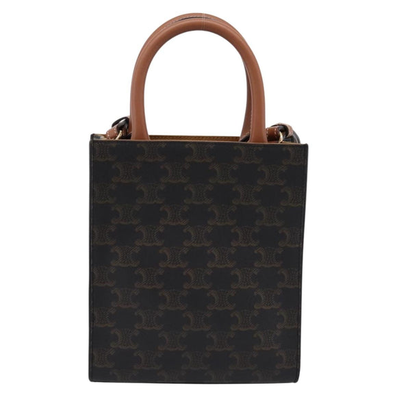 CELINE Triomphe Mini Vertical Cabas Hand Bag PVC 2way Black Gold Auth 204764V
