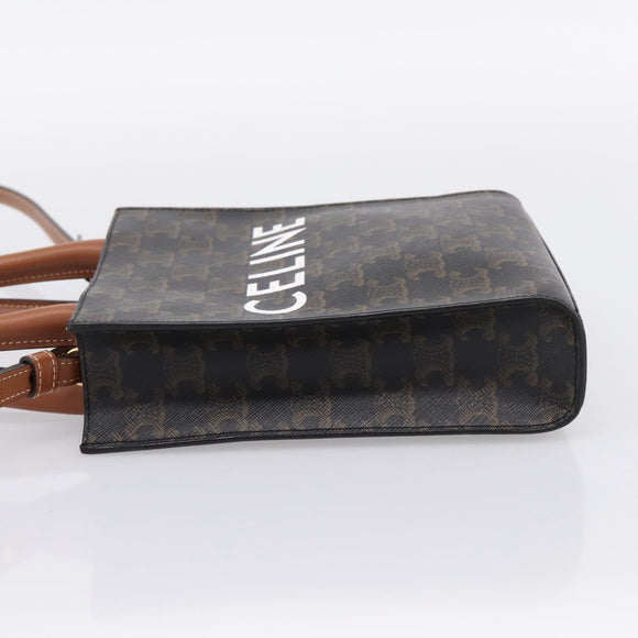 CELINE Triomphe Mini Vertical Cabas Hand Bag PVC 2way Black Gold Auth 204764V