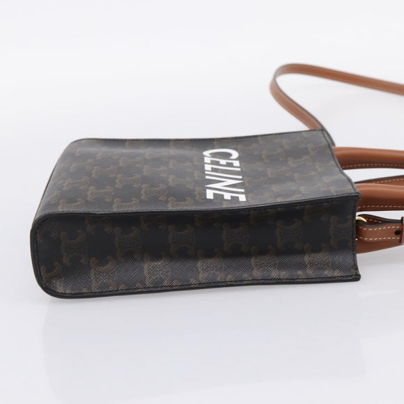 CELINE Triomphe Mini Vertical Cabas Hand Bag PVC 2way Black Gold Auth 204764V