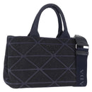 PRADA Canapa Triangle Hand Bag Canvas 2way Navy Silver Auth 204765M-1