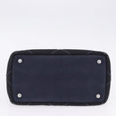 PRADA Canapa Triangle Hand Bag Canvas 2way Navy Silver Auth 204765M-5