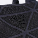 PRADA Canapa Triangle Hand Bag Canvas 2way Navy Silver Auth 204765M-22